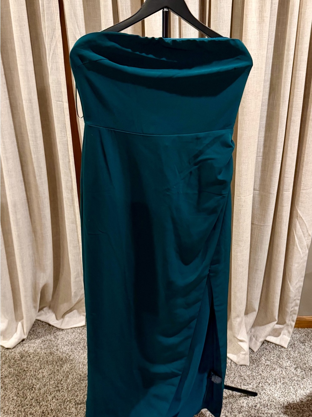 Strapless Dark Teal Evening Dress
